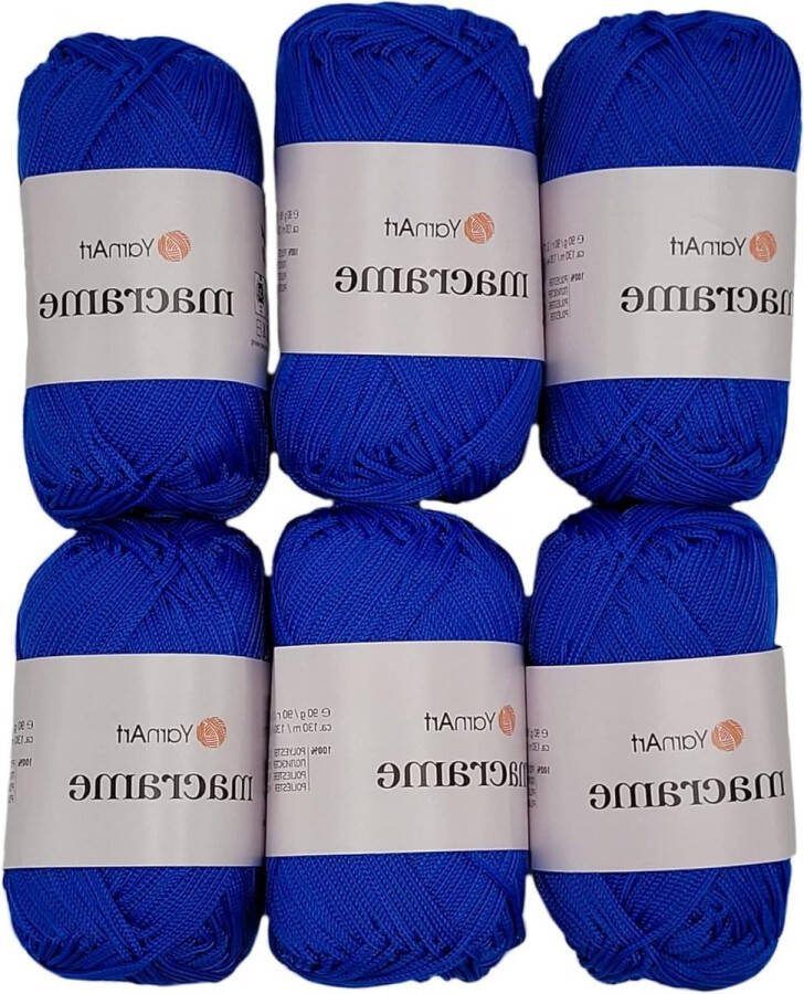 Macramé garen polyester 6 x 90 gram ca. 780 m koningsblauw haakgaren macramé koord
