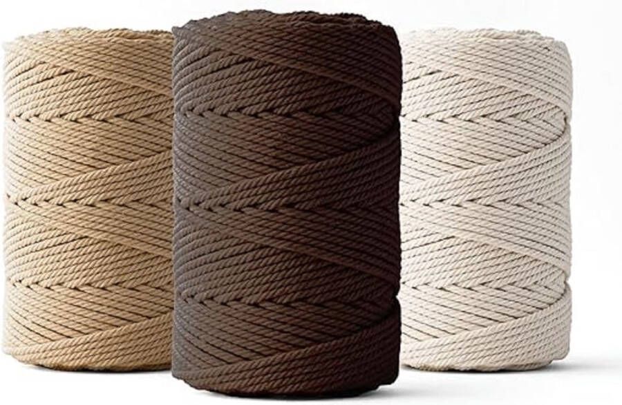 Macramé garen set Katoenen koord voor doe-het-zelfprojecten Gemaakt van 100% natuurlijk katoen 2mm 3 x 70M 3