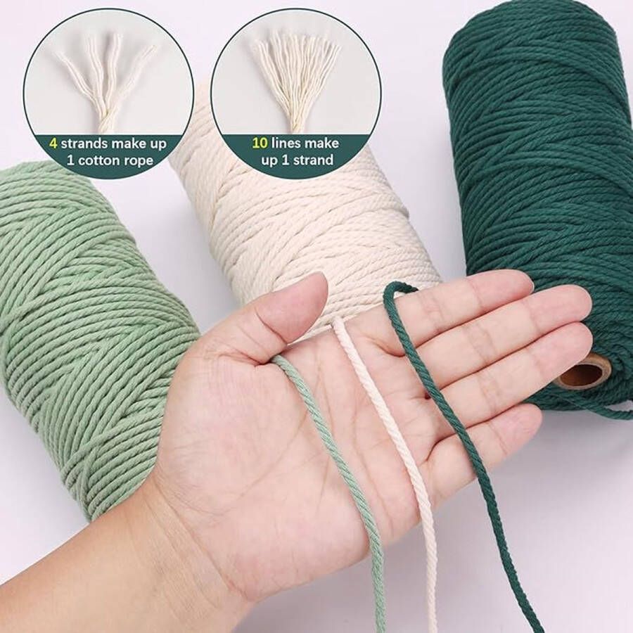 Macramé garen set Katoenen koord voor doe-het-zelfprojecten Gemaakt van 100% natuurlijk katoen 3 mm 3
