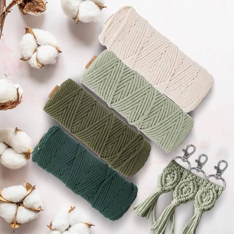 Macramé garen set Katoenen koord voor doe-het-zelfprojecten Gemaakt van 100% natuurlijk katoen 3 mm x 50 m 4