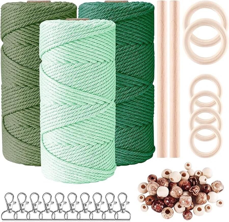 Macramé garen set Katoenen koord voor doe-het-zelfprojecten Gemaakt van 100% natuurlijk katoen 3 mm x 60 m 3