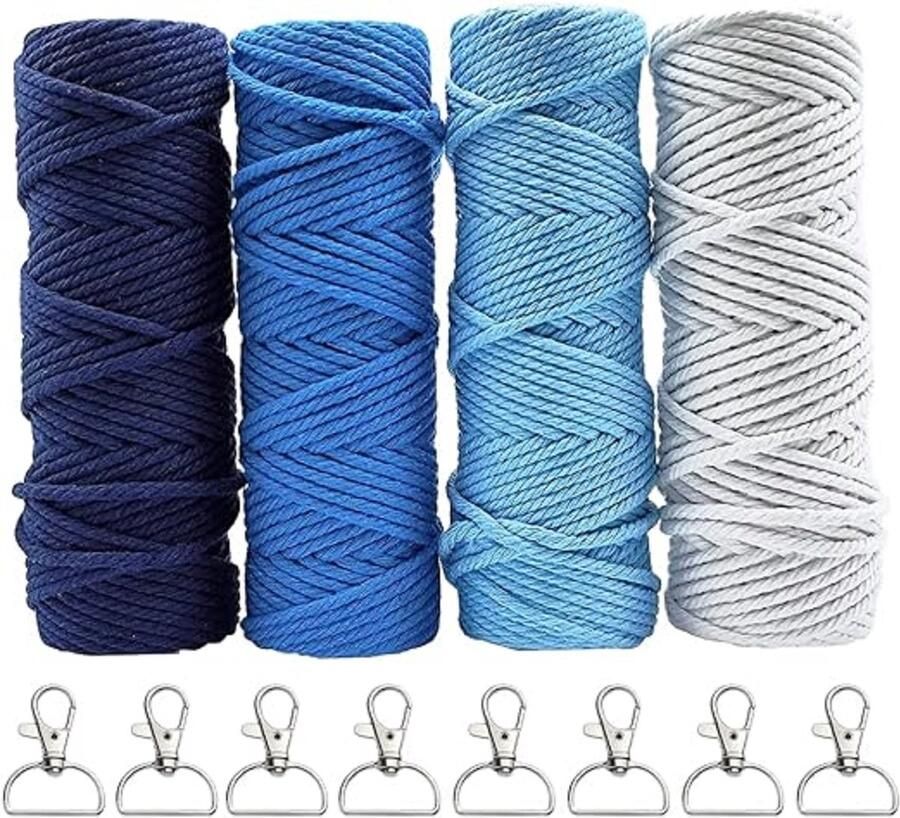 Macramé garen set Katoenen koord voor doe-het-zelfprojecten Gemaakt van 100% natuurlijk katoen 3mm 50m 4