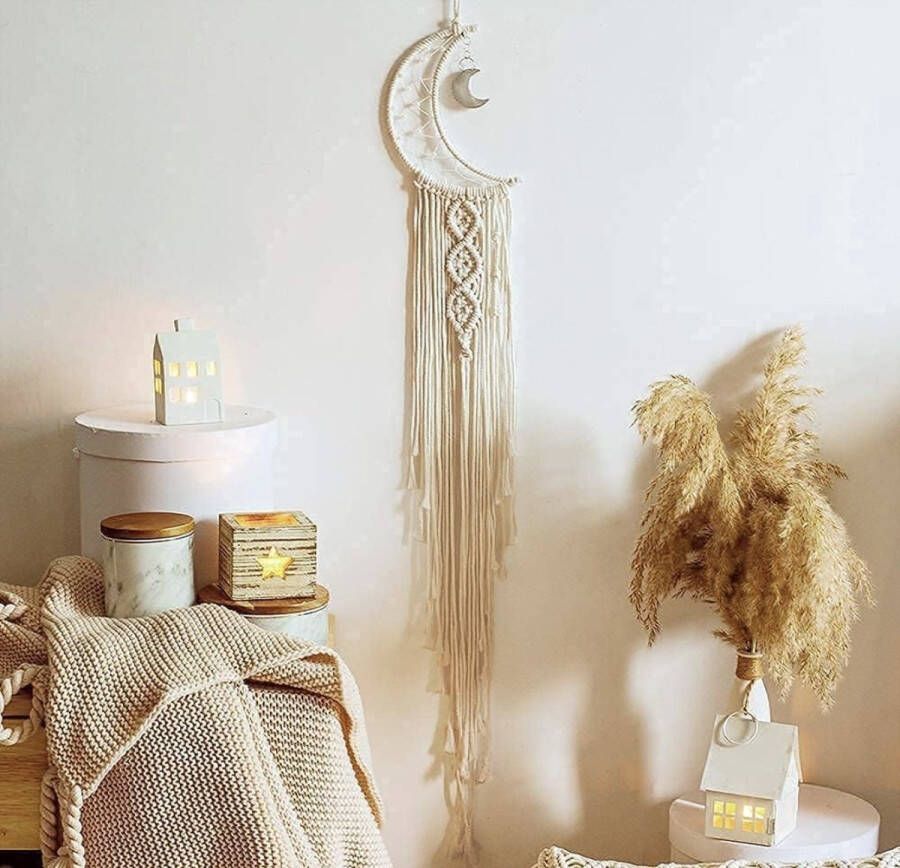 Macrame Muur opknoping Tapijtwerk Maan Dromenvanger Geweven katoen Muur Home Decor voor Kinderkamerdecoratie Bruiloft partij Ornamenten Ambachtelijke Geschenken