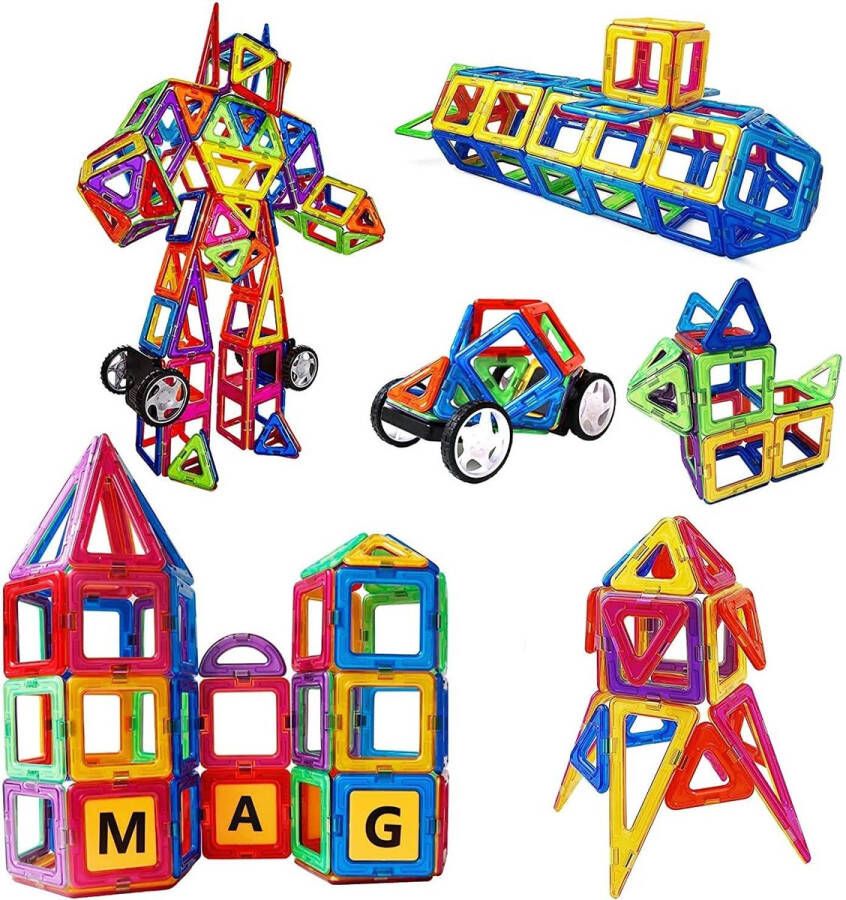 Magblock Magnetische Tegels Set Magnetics Bouwstenen|Magneet Bouw Kinderen Speelgoed voor Kinderen Creativiteit Educatieve Blok Games voor 3 4 5 6 7 8 Jongens en meisjes (115 stuks)
