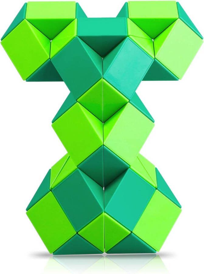Magische Slangen Kubus 48 Blokken Slangen Twist Puzzle Magic Liniaal Educatieve Slang Speelgoed Fidget Magic Snake voor Kinderen Volwassenen (Groen)