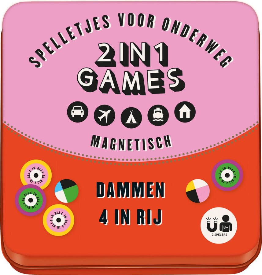 ImageBooks Magneet spelletjes voor onderweg 2 in 1 Dammen en 4 op een rij