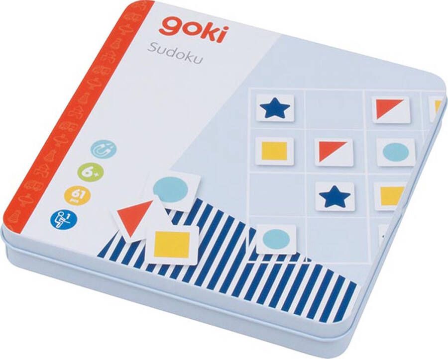 Goki Magneetspel: SUDOKU 16 2x16 2x2 6cm 36 magneten 25 voorbeeldkaarten 4+