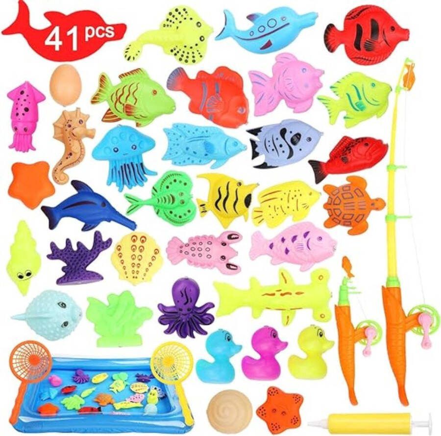 Magneetvissen Kinderen – Hengelspel Complete Set Met 41 Stuks – Visspel – Educatief Speelgoed – Motoriek Speelgoed Badspeelgoed
