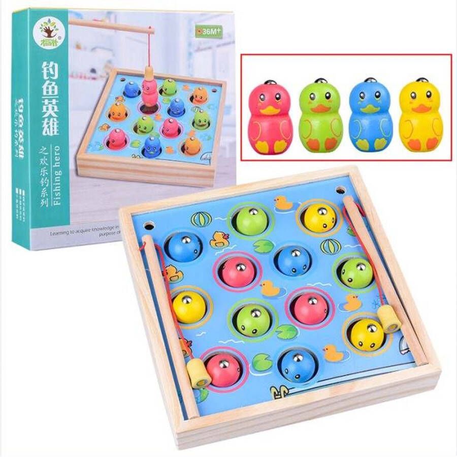 Magnetisch eendjes spel 20*20*5 cm Houten speelgoed Montessori Motoriek Cognitief Peuter Kleuter Kleurrijk