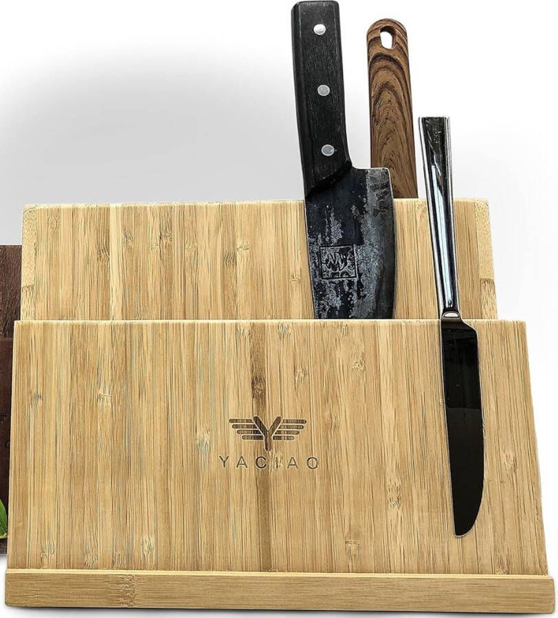 Magnetisch messenblok met houten afwerking gereedschapshouder keukenorganizer universeel messenblok (zonder messen) magnetische meshouder zwart