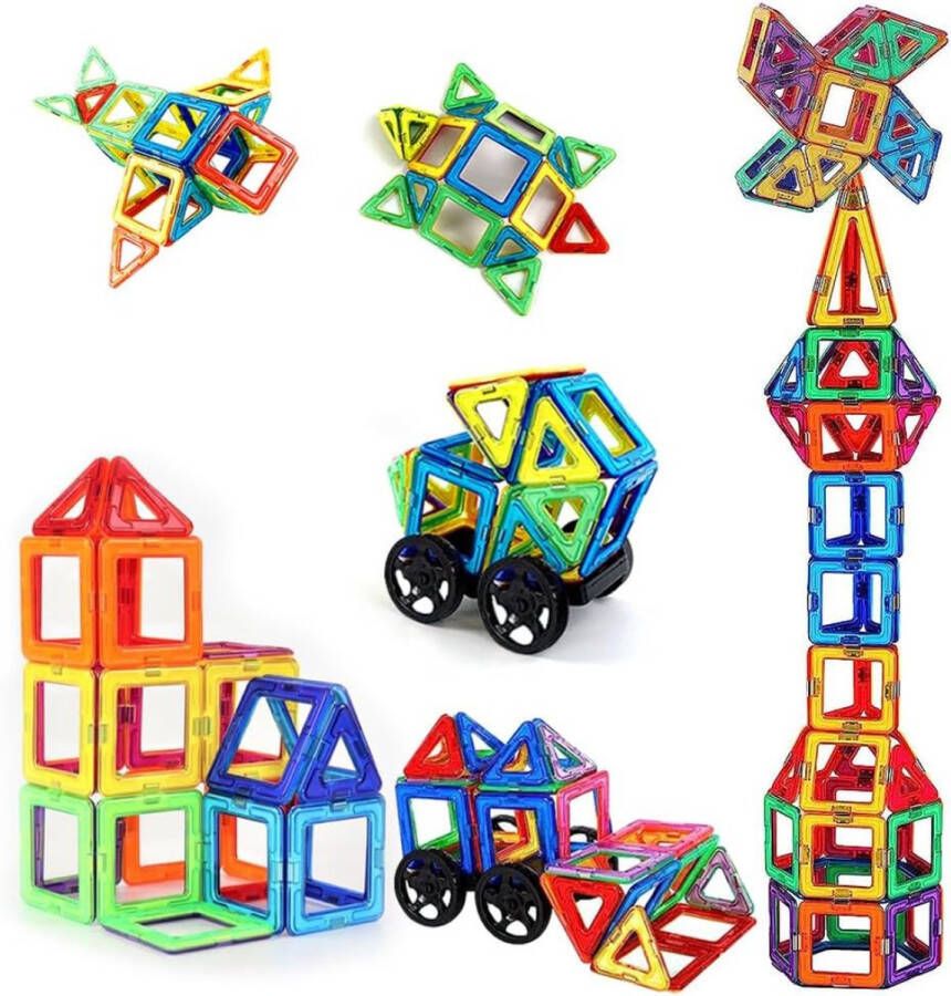 Magnetisch speelgoed 50Stuks Magnetische bouwstenen magnetische bouwblokken Montessori speelgoed Met wielen Sterke magneet