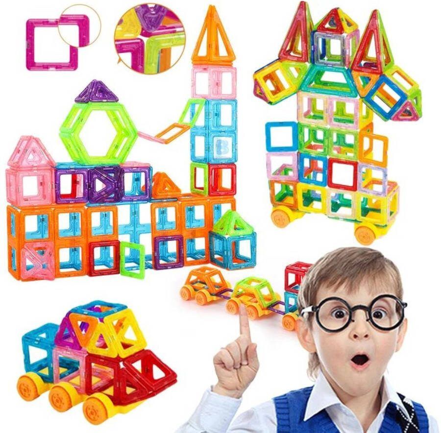 Magnetisch Speelgoed Voordeelset 110 stuks Magnetic Tiles Constructie Speelgoed Magnetische Tegels Magneten Bouwstenen Kinderspeelgoed -Magnetic Tiles Speelgoed Kinderen Educatief Speelgoed 110 Stuks Montessori Speelgoed