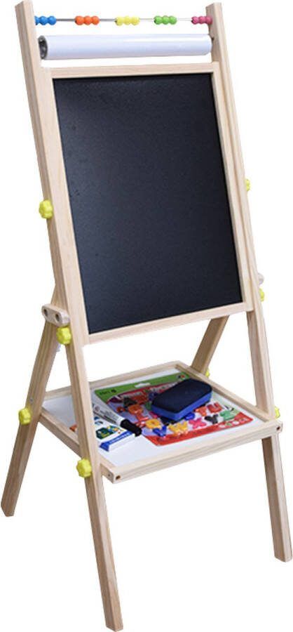 Magnetisch Tekenbord Dubbelzijdig Schoolbord voor Kinderen Krijtbord en Whitebord Magneetbord met Hout Educatief Peuter Speelgoed Staand Bord met Telraam