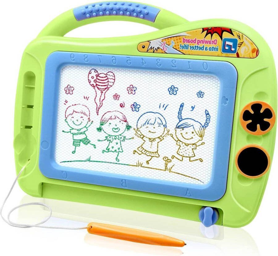 Magnetisch Tekenbord Magisch Bord Jongens Meisjes Speelgoed Leeftijden 2-7 Met 2 Stempels Doodle Sketch Overlay Schoolbord Tekenbord Educatief Speelgoed Groen Tekenbord