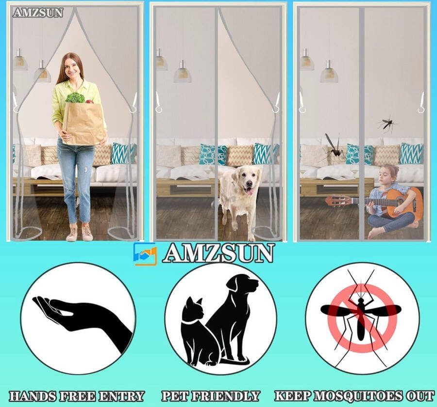 Magnetisch vliegengaas deur gordijn Tegen Insecten 165 x 210 cm magneetgordijn Automatisch Sluiten zonder boren voor balkondeur terrasdeur woonkamer Zwart
