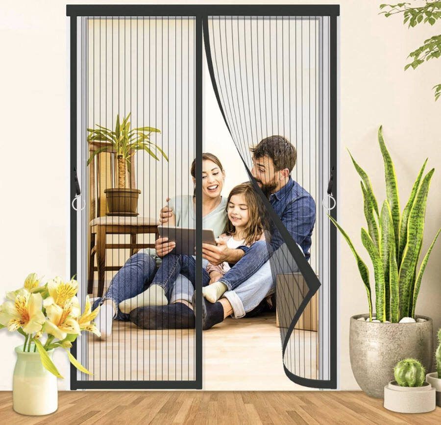 Magnetisch vliegengaas voor balkondeur terrasdeur 100 x 210 cm magnetisch vliegengaas insectenbescherming deur klittenbandmontage zonder boren vliegenbescherming voor woonkamer schuifdeur kelderdeur