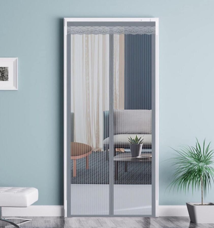 Magnetisch vliegengaas voor deur 80 x 210 cm muggengaas gaasgordijn automatisch volledig zelfdichtend insectengaas gordijn voor terras voordeur achterdeur