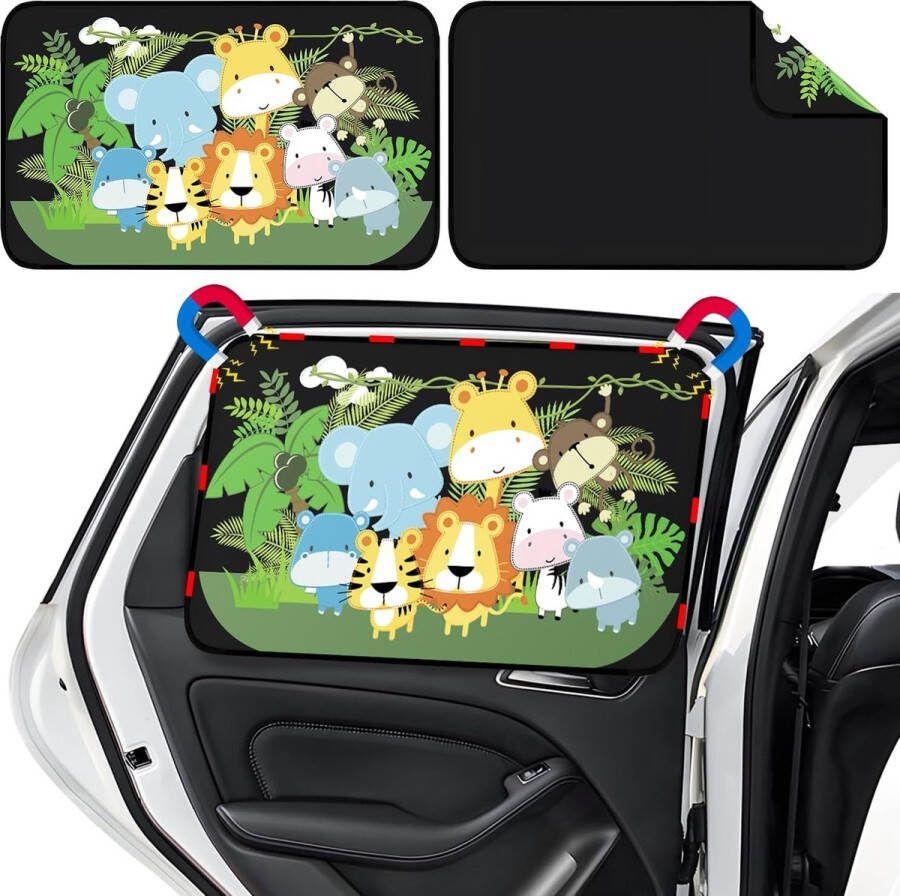Magnetisch zonwerend gordijn voor auto baby en kinderen met uv-bescherming reflecterende hittebescherming bescherming van de privacy zonwering gordijn auto met leeuwpatroon