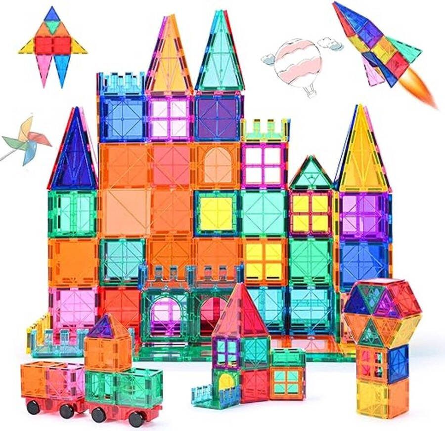 Magnetische blokken voor kinderen 100 stuks 3D magnetisch bouwspeelgoed voor kinderen stem creativiteit pedagogisch speelgoed cadeaus voor meer dan 3 jaar (100 stuks)
