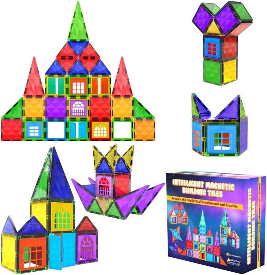 Magnetische bouwstenen magnetisch Montessori speelgoed voor kinderen leerspeelgoed voor jongens en meisjes 3-4-5-6-7-8 jaar oud XXL set met 42 stuks
