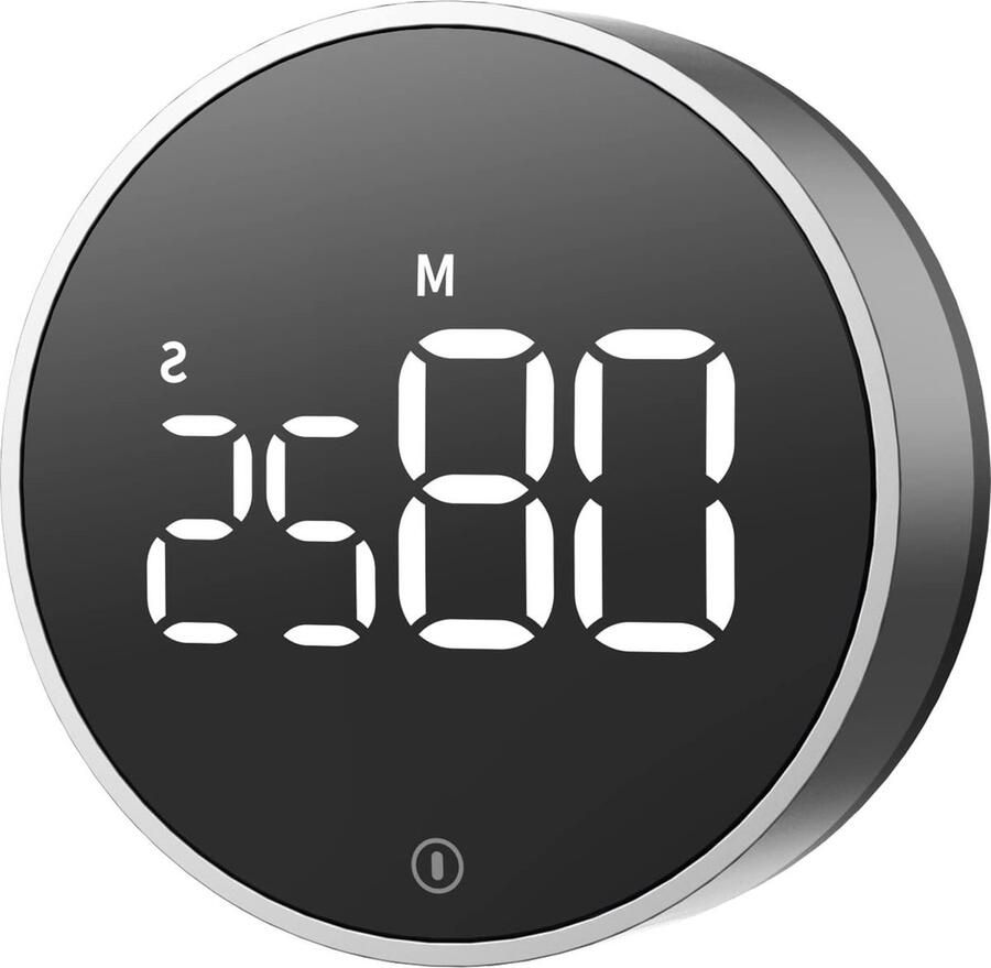 Magnetische countdown-timer met 3 volumeniveaus Digitale keukentimer voor thuis fitness Groot led-scherm Donkergrijs (inclusief batterijen) time timer