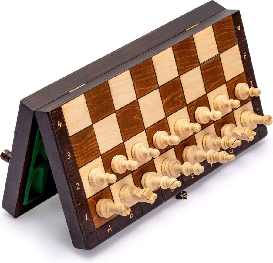 Magnetische houten draagbare Travel Chess Game Set 28 centimeter