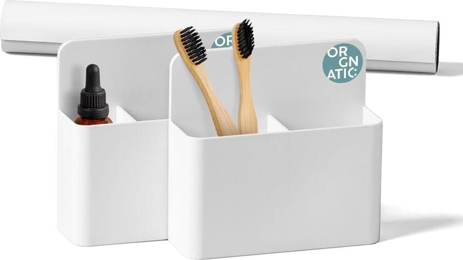 Magnetische kastdeur-organizer voor badkamer en keuken cosmetica- en make-up-organizer badkamerkast binnen set met folie en 2 verschuifbare vakken voor sieraden en skincare zonder boren