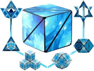 Magnetische Kubus Magische Kubus 3D Shashibo Fidget toys Stress kubus Van vorm veranderen 70 vormen maken Blauw