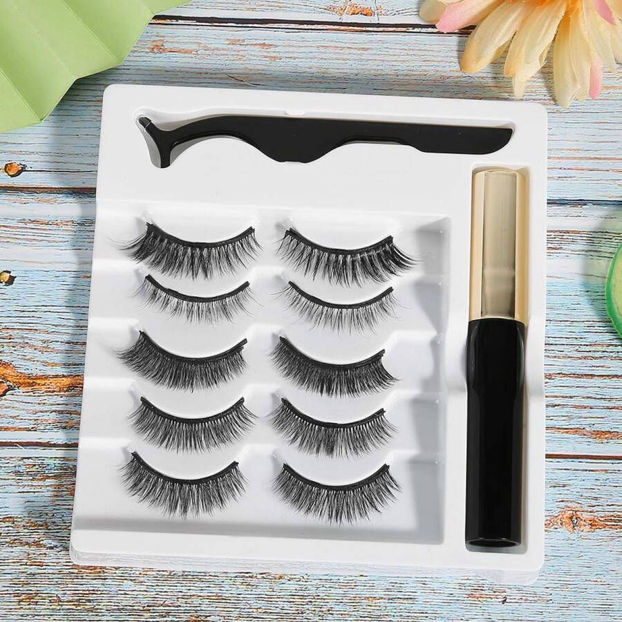 Magnetische Nepwimpers Set Eenvoudige Applicatie Volle en Modieuze Wimpers Magnetische Eyeliner 5 Pairs Herbruikbare Wimpers