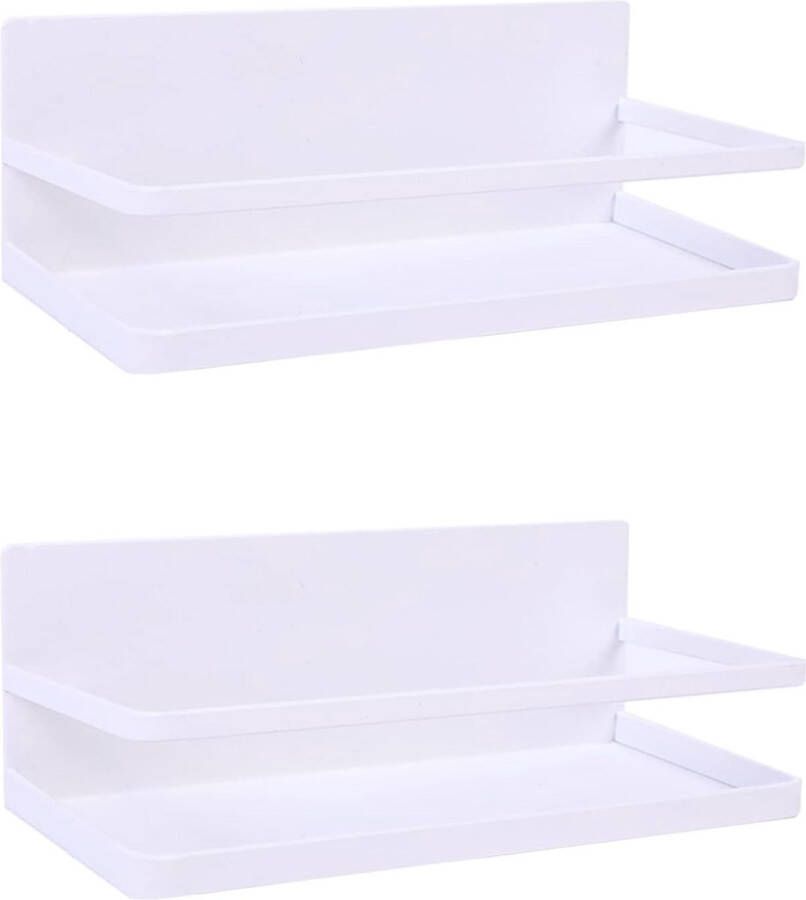 Magnetische plank voor de koelkast magnetisch kruidenrek kruidenmand keukenorganizer (wit 2-delig)