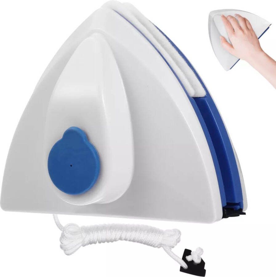 Magnetische Ramenwasser Ruitenreiniger met Automatische Waterafvoer Glazenwasser met Dubbelzijdige Borstel Magnetische Ramenwasser met Anti Drop Funtie Blauw enkelglas 3-8 mm