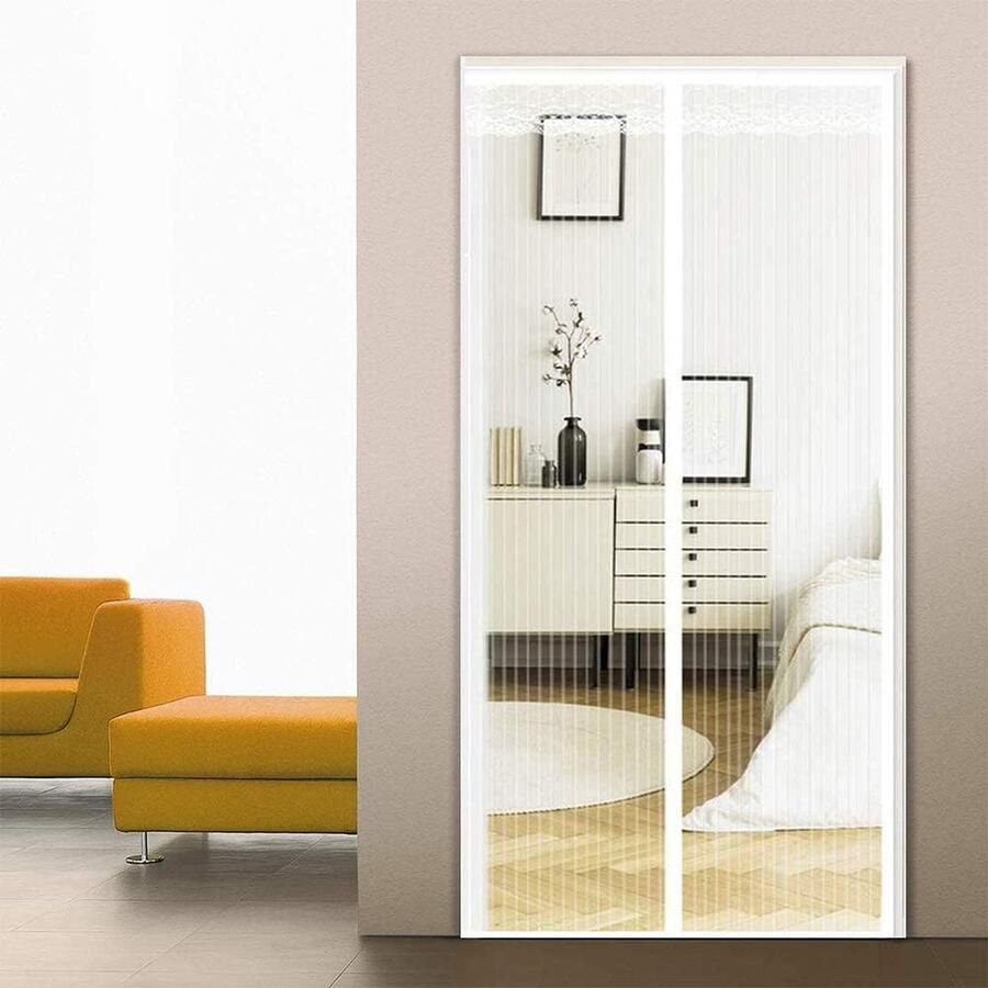 Magnetische Screen Deur Loboo Idee Magnetisch Deurgordijn 100x210cm Fly Screen Deur Wit met Magneten Heavy Duty Mesh Gordijn Voor Voordeur Appartementen En Meer