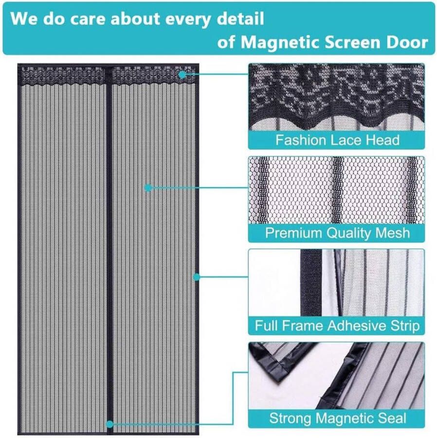 Magnetische Screen Door Loboo Idee Magnetische Deur Gordijn 110x220cm Fly Screen Deur Zwart met Magneten Heavy Duty Mesh Gordijn Voor Voordeur Appartementen En Meer