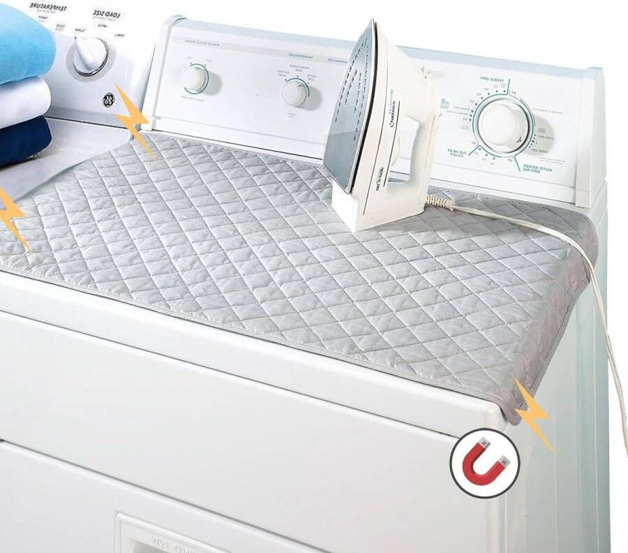 Magnetische strijkmat deken ijzeren plank alternatieve hoes-gewatteerde wasmachine droger hittebestendige pad-draagbare hoes-grijze mat 33 X 18 met opbergtas Strijkplank