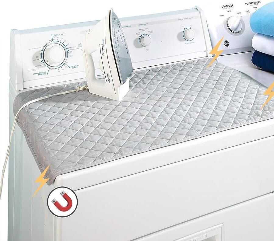 Magnetische strijkmat deken strijkplank alternatieve hoes gewatteerde wasmachine droger hittebestendig kussen draagbare strijkplankhoes mat grijs 33 x 18