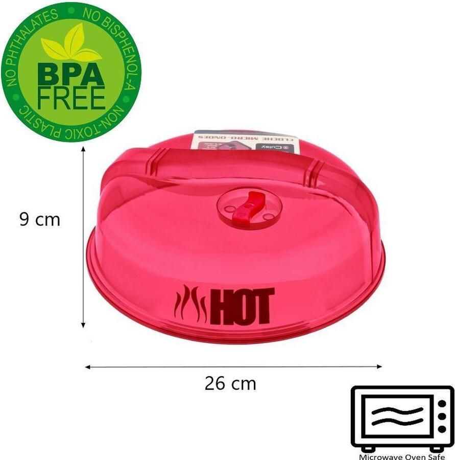 Magnetron Deksel met afsluitbaar ontluchtingsventiel Rood – 26x7cm Voor het Bereiden van Stoommaaltijden
