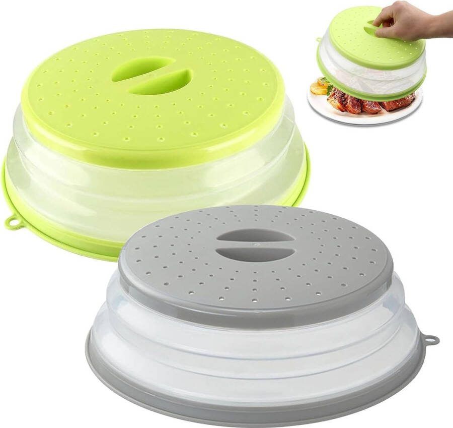 Magnetronafdekking (2 stuks) 27 cm magnetronafdekking kant-en-klaarmaaltijden voor magnetron spatbescherming magnetron multifunctionele filtermand voor fruit en groenten