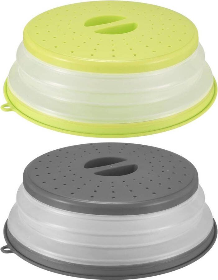 Magnetronafdekking 2 stuks opvouwbare afdekhoes magnetrondeksel met haken 26 5 cm voor magnetron voorkomt spatten van groenten en fruit filtermand fruitfiltermand