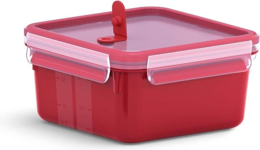 Magnetrondoos Clip & Micro N10604 rood-transparant 13 l vierkant lunchbox magnetronventiel magnetron rooster