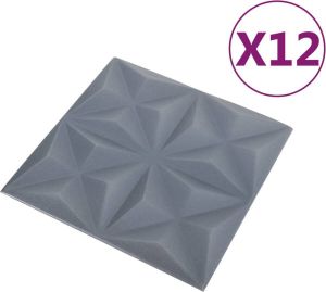 Maison Exclusive 12 st Wandpanelen 3D 3 m² 50x50 cm origamigrijs