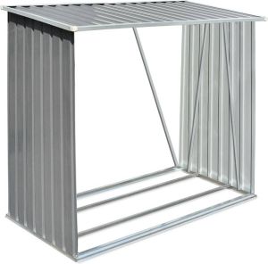 Maison Exclusive Haardhoutschuur 163x83x154 cm gegalvaniseerd staal grijs