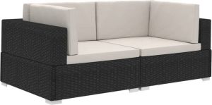 Maison Exclusive Hoekbanken 2 st met kussens poly rattan zwart