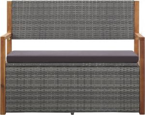 Maison Exclusive Opbergbankje 110 cm poly rattan en massief acaciahout grijs