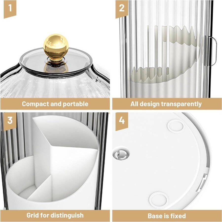 Make-up Borstel Houder Organizer 360 Roterende Glijdende Opening Stofdichte Borstels Container Voor Vanity Make-up organizer