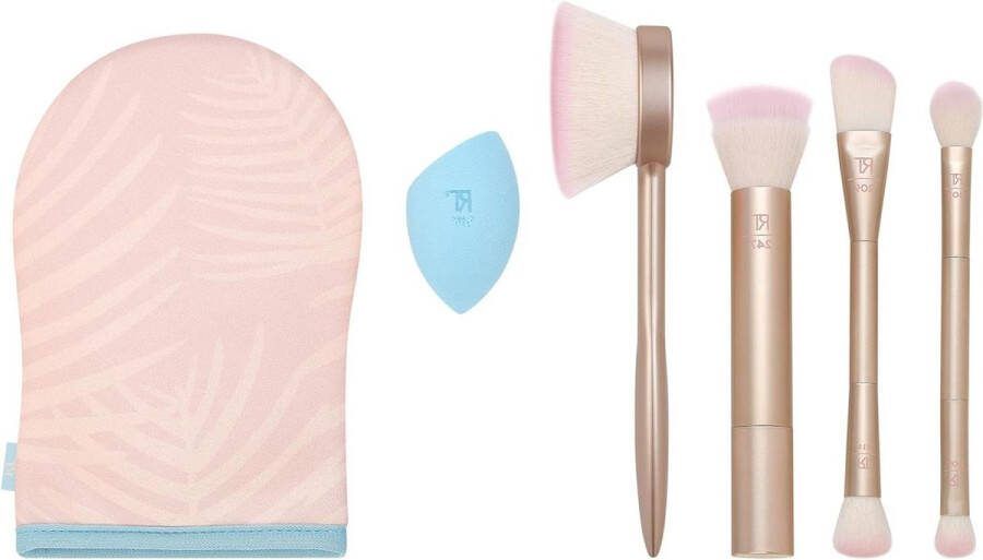 Make-up borstel kit Eindeloze zomer gezichtsborstels voor foundation en poeder Premium kwaliteit 6-delige set Roze