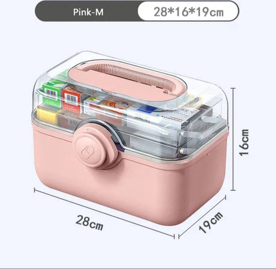 Make up Box Medicijnkoffer Roze EHBO opbergbox Medicijndoos Turquoise Koffers Make up koffer Opbergkoffer met vakjes Opbergbox met deksel Naaikoffer Hobbydoos Schmink opberg box