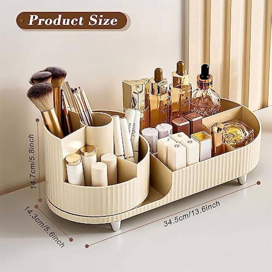Make-up cosmetica-organizer 360° draaibare beauty-organizer multifunctionele cosmetica-opslag voor kaptafel badkamer en slaapkamer