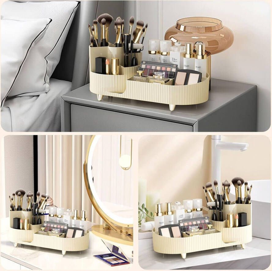 Make-up cosmetica-organizer 360° draaibare beauty-organizer multifunctionele cosmetica-opslag voor kaptafel badkamer en slaapkamer