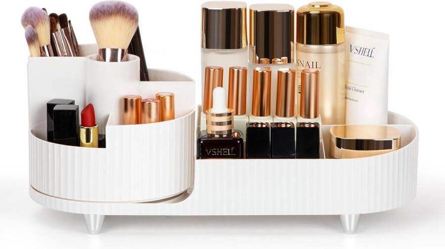 Make-up cosmetica-organizer 360 graden draaibare beauty-organizer multifunctionele cosmetica-opslag voor kaptafel badkamer en slaapkamer wit