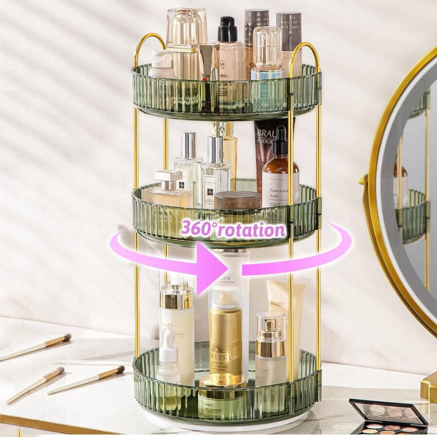 Make-up cosmetica-organizer 360 graden rotatie 3 verdiepingen verstelbaar cosmetica huidverzorging organizer cosmetische opbergdoos desktop van kunststof voor commode badkamer